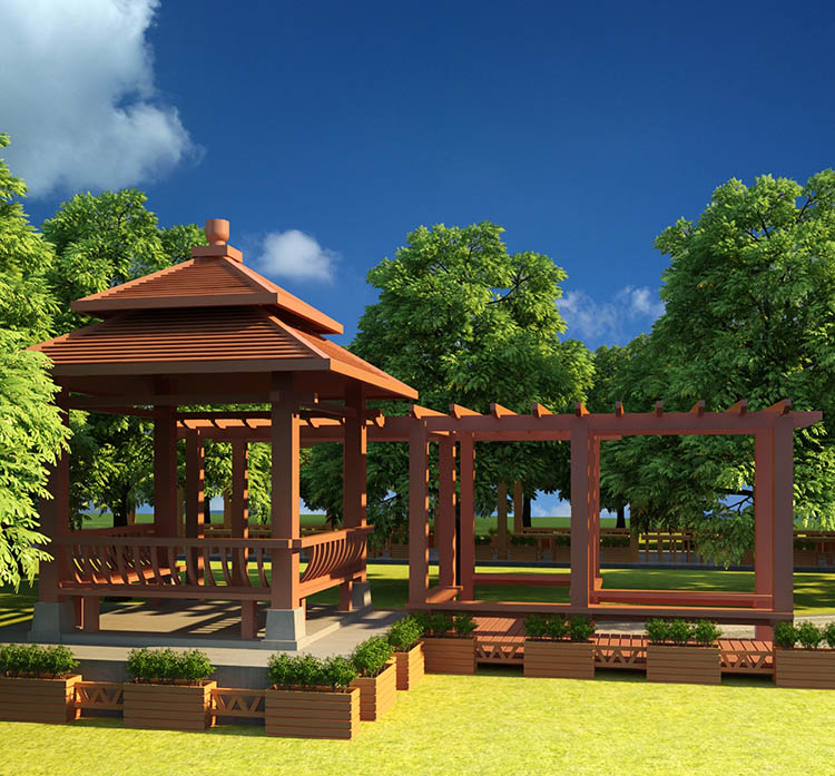 園林景觀戶(hù)外塑木涼亭